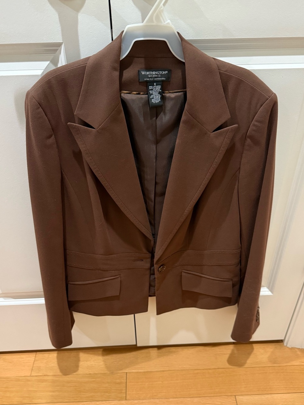 Worthington Works Women's Chocolate Brown Single-Button Blazer